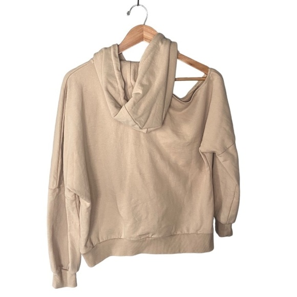 ALL FENIX Shoulder Cutout Hoodie Hooded Jumper in Hazelnut - Picture 3 of 9